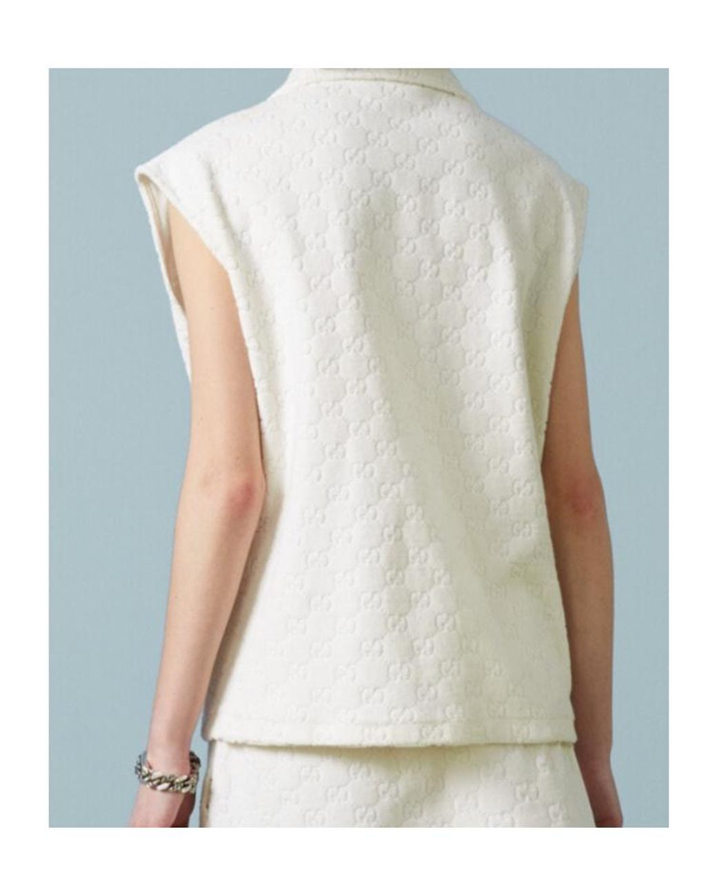 Gucci White Gg Cotton Jersey Gilet