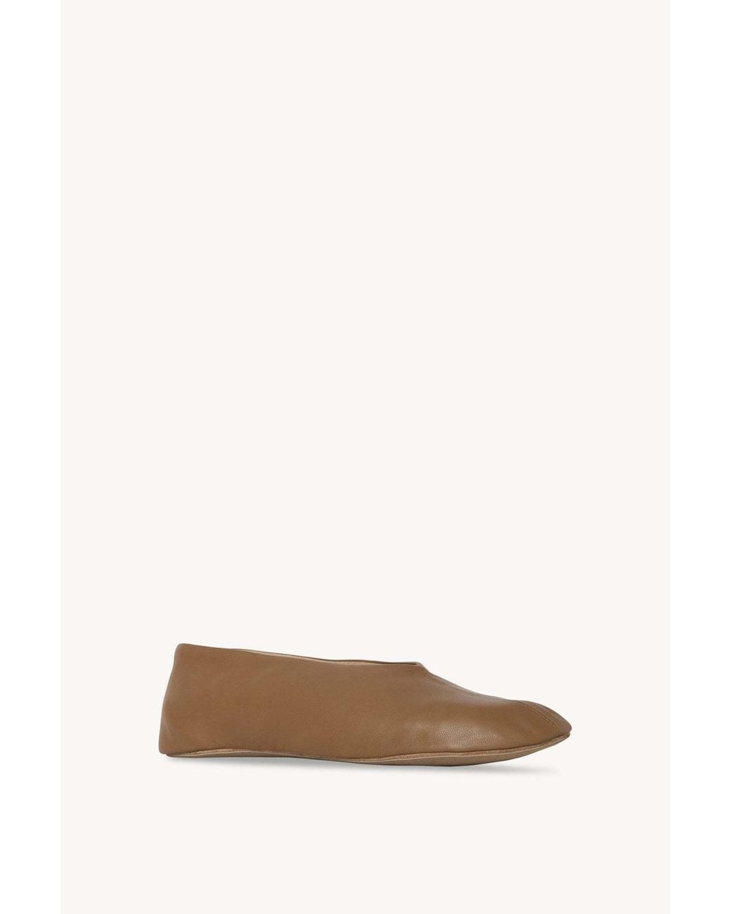 The Row Brown Stella Leather Slippers