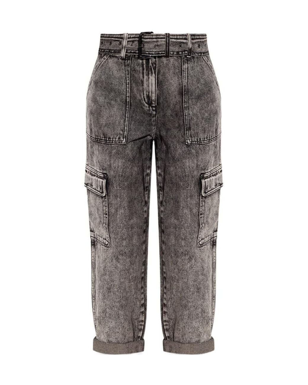 MICHAEL Michael Kors Gray Belted Straight Leg Jeans
