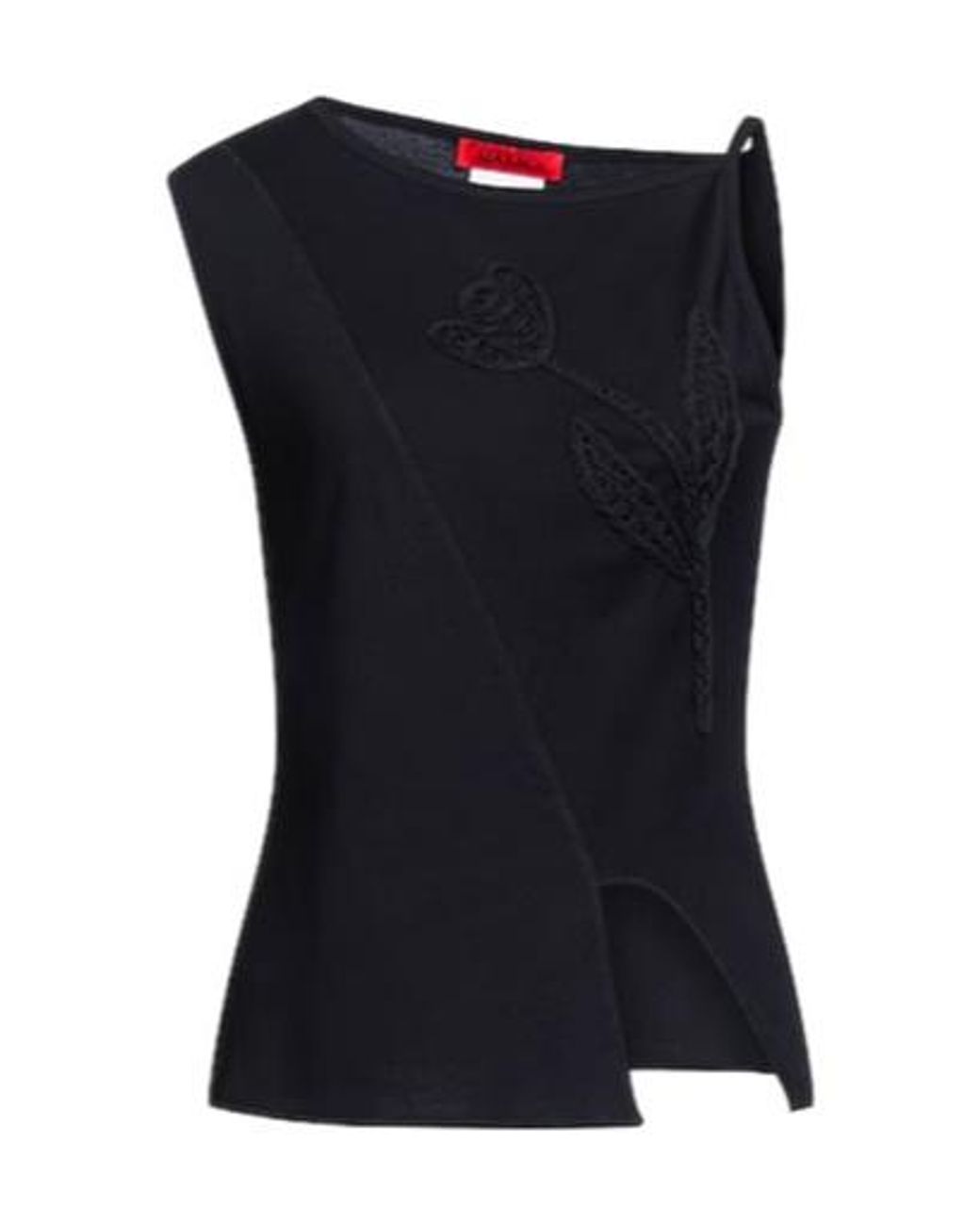 MAX&Co. Black Solid Color Sleeveless T-Shirt