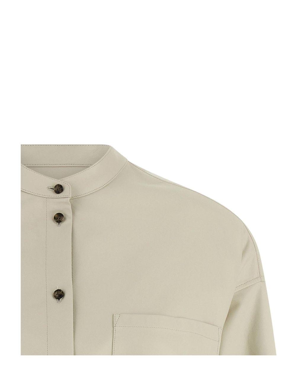 Yves Salomon White Oversized Leather Shirt
