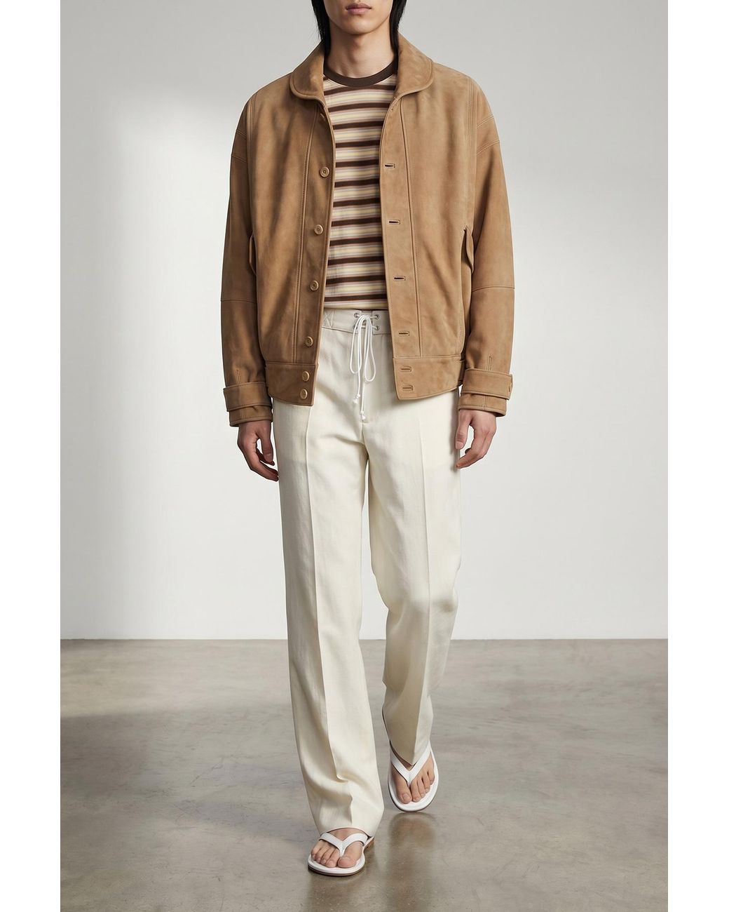 Auralee Brown Suede Bomber Jacket for men