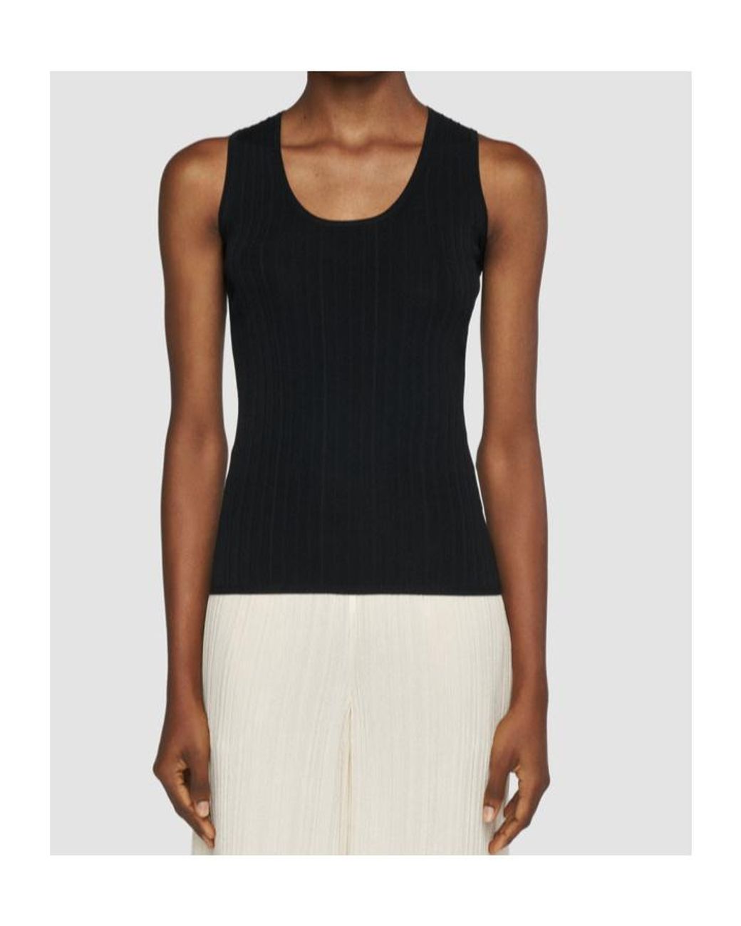 Joseph Black Keyhole Ribbed Top
