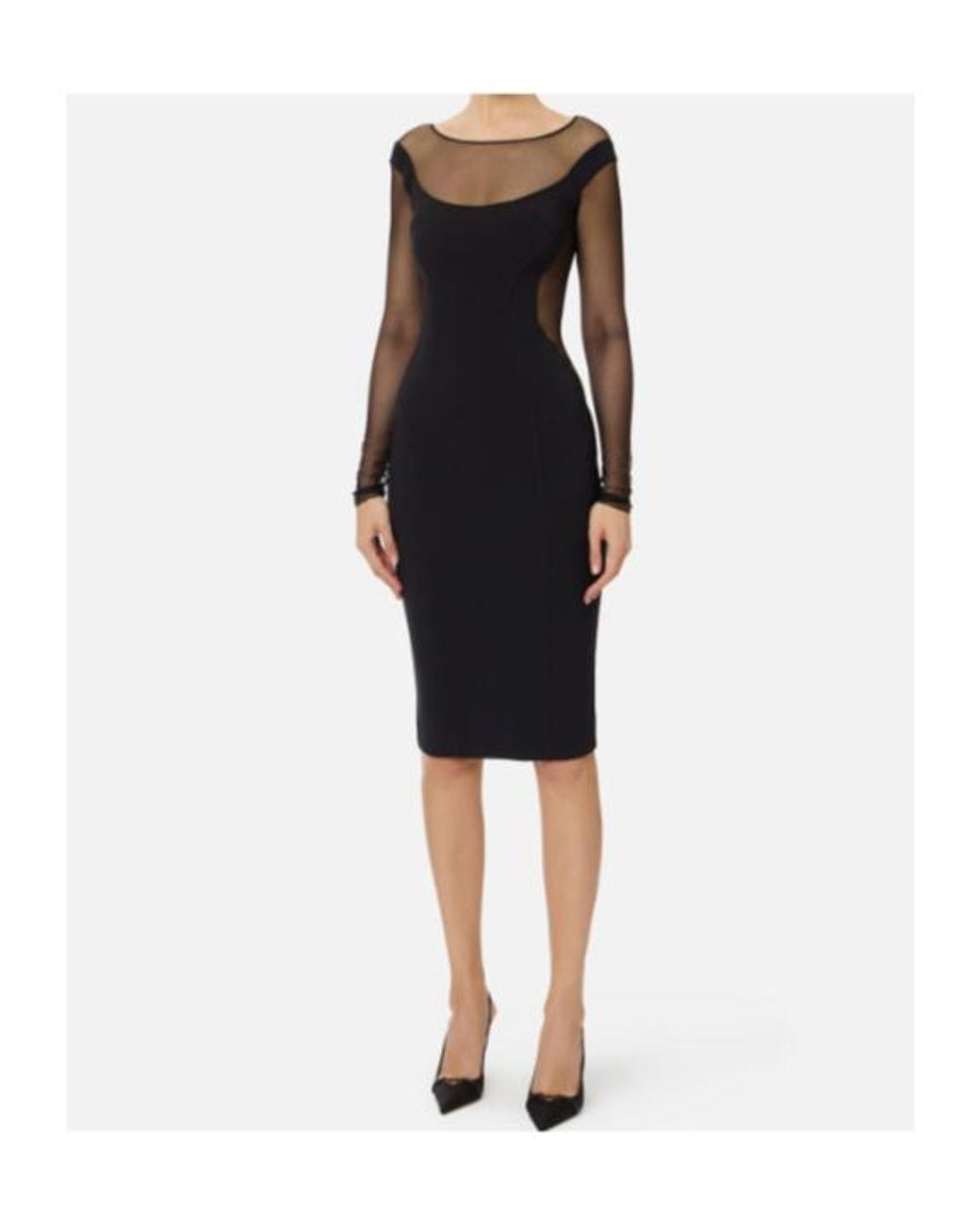 Elisabetta Franchi Black Midi Evening Dress
