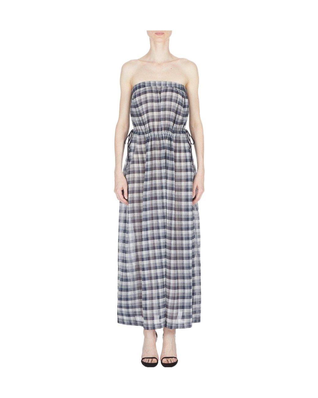 Emporio Armani Blue Plaid Long Dress