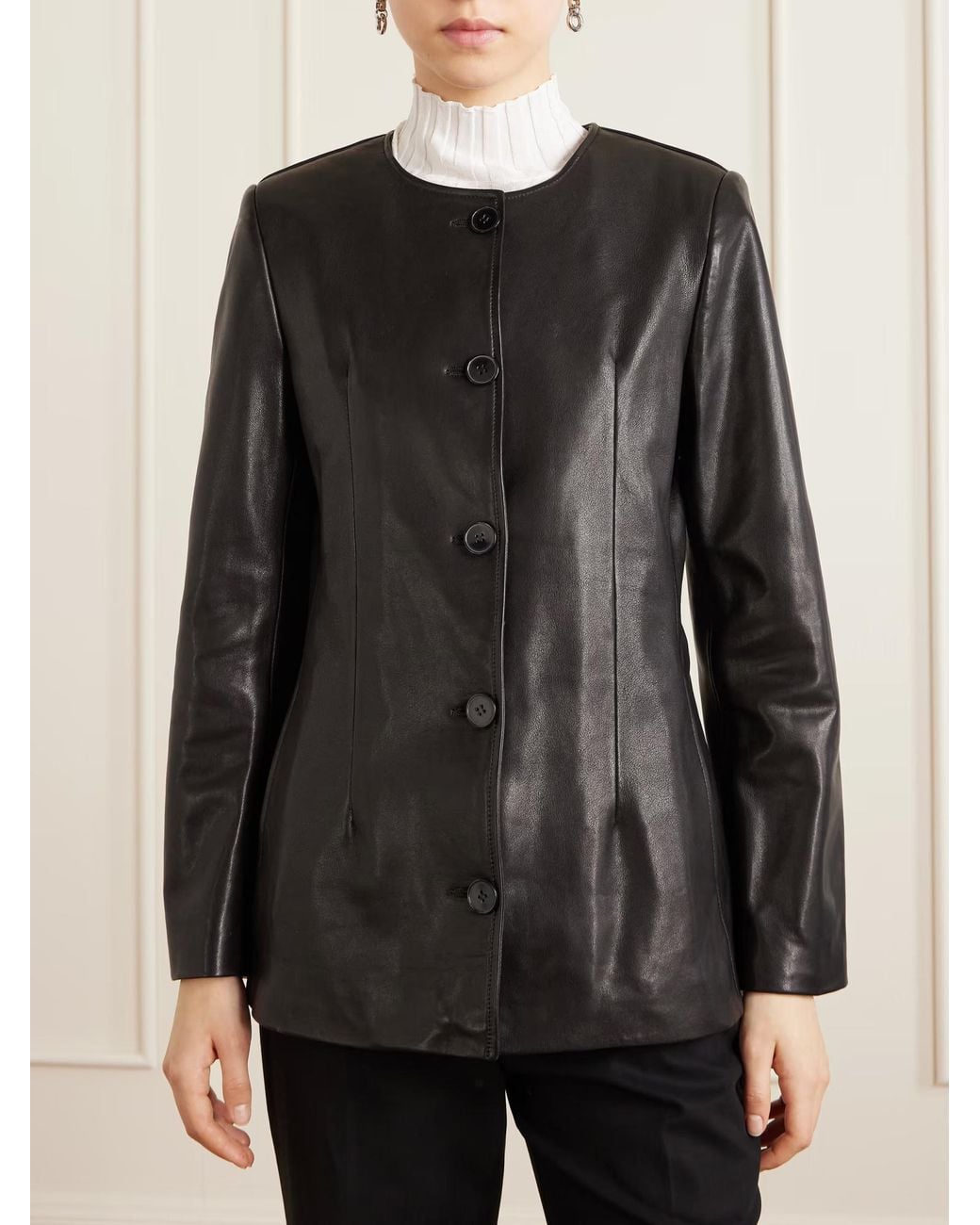 Nour Hammour Black Maud Paneled Leather Jacket