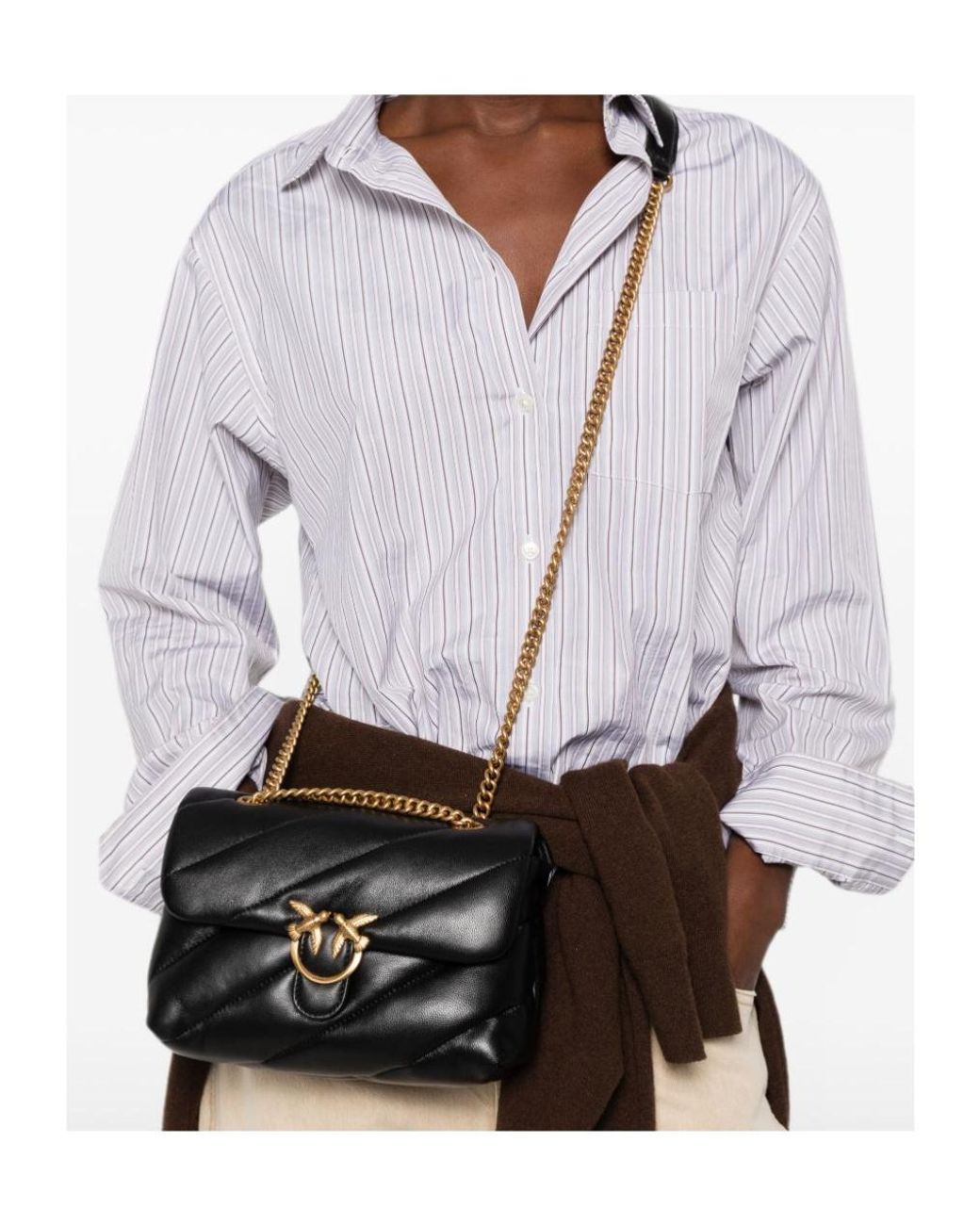 Pinko Black Quilted Chain Shoulder Bag