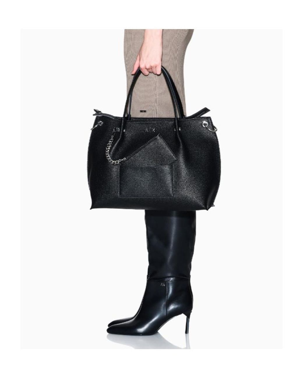 ARMANI EXCHANGE Black Technical Shopper Bag