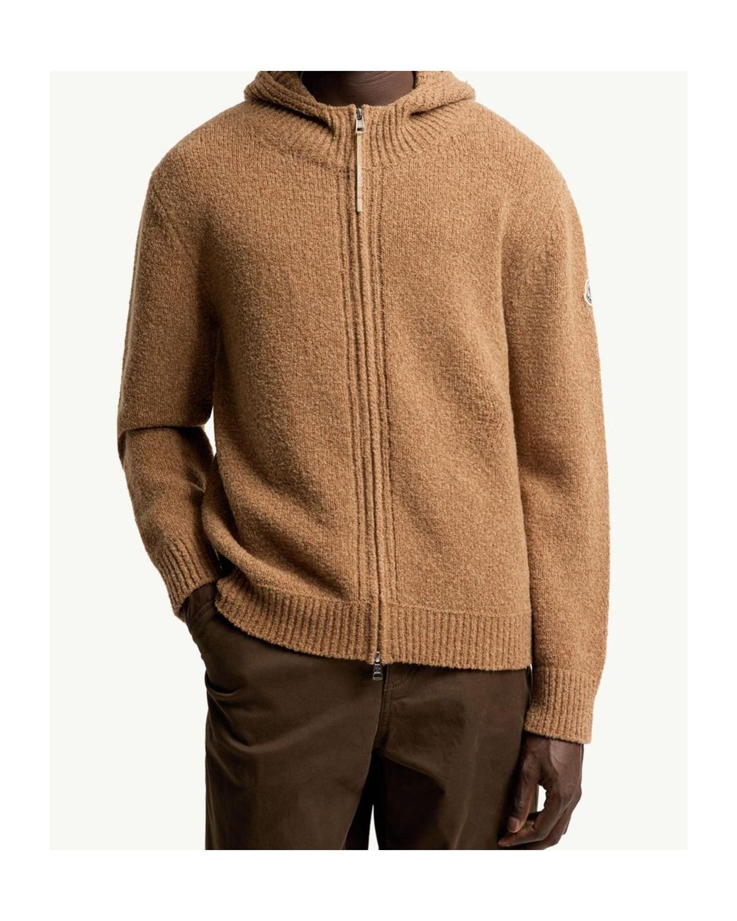 Moncler Brown Zip-Up Hooded Cardigan for men