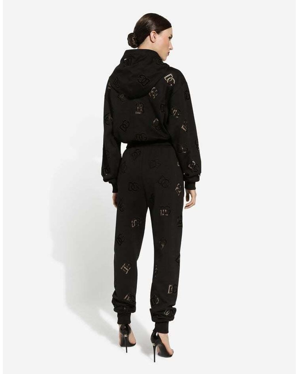 Dolce & Gabbana Black Cut-Out Dg Logo Jersey Hoodie