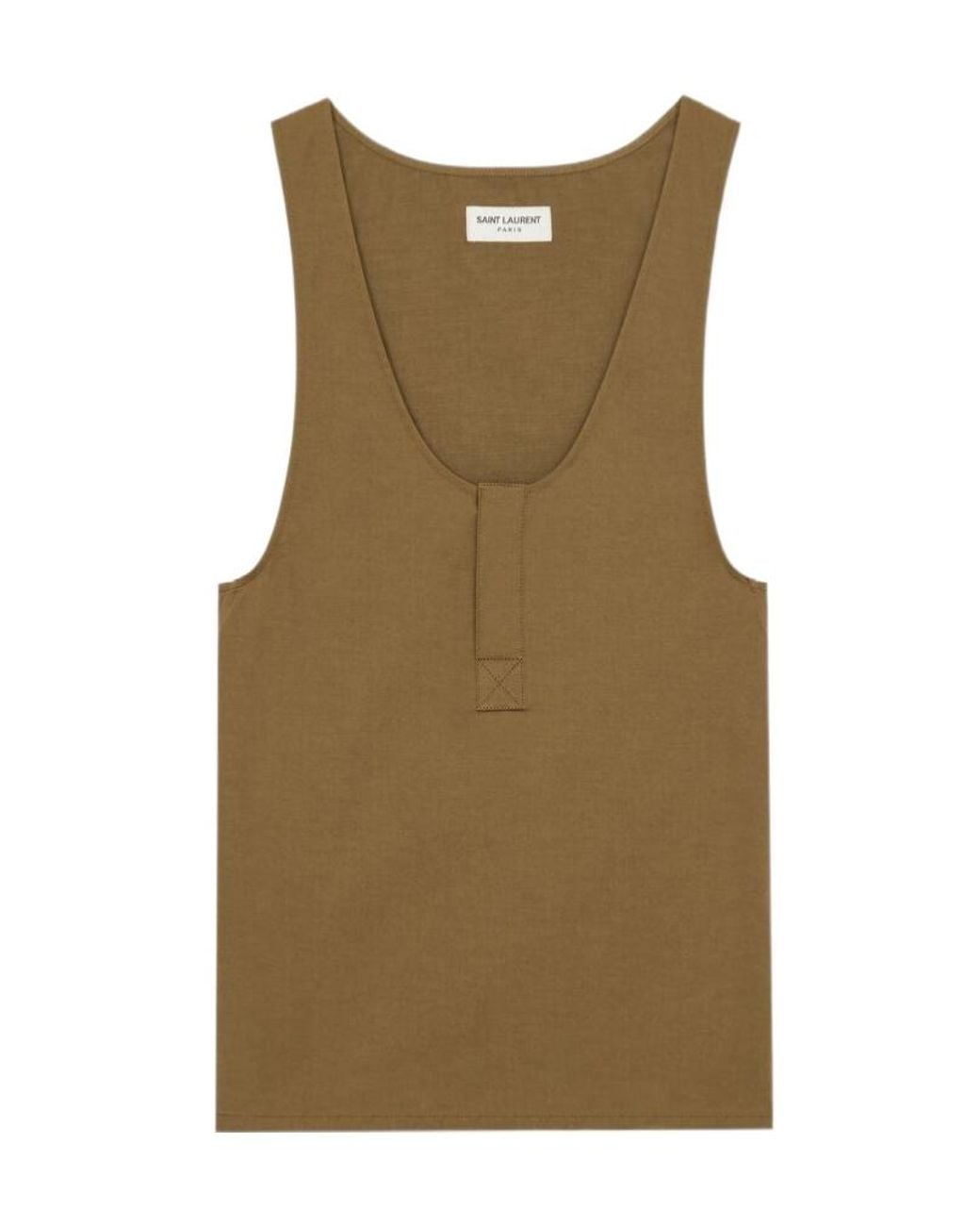 Saint Laurent Green Twill-Weave Sleeveless Top