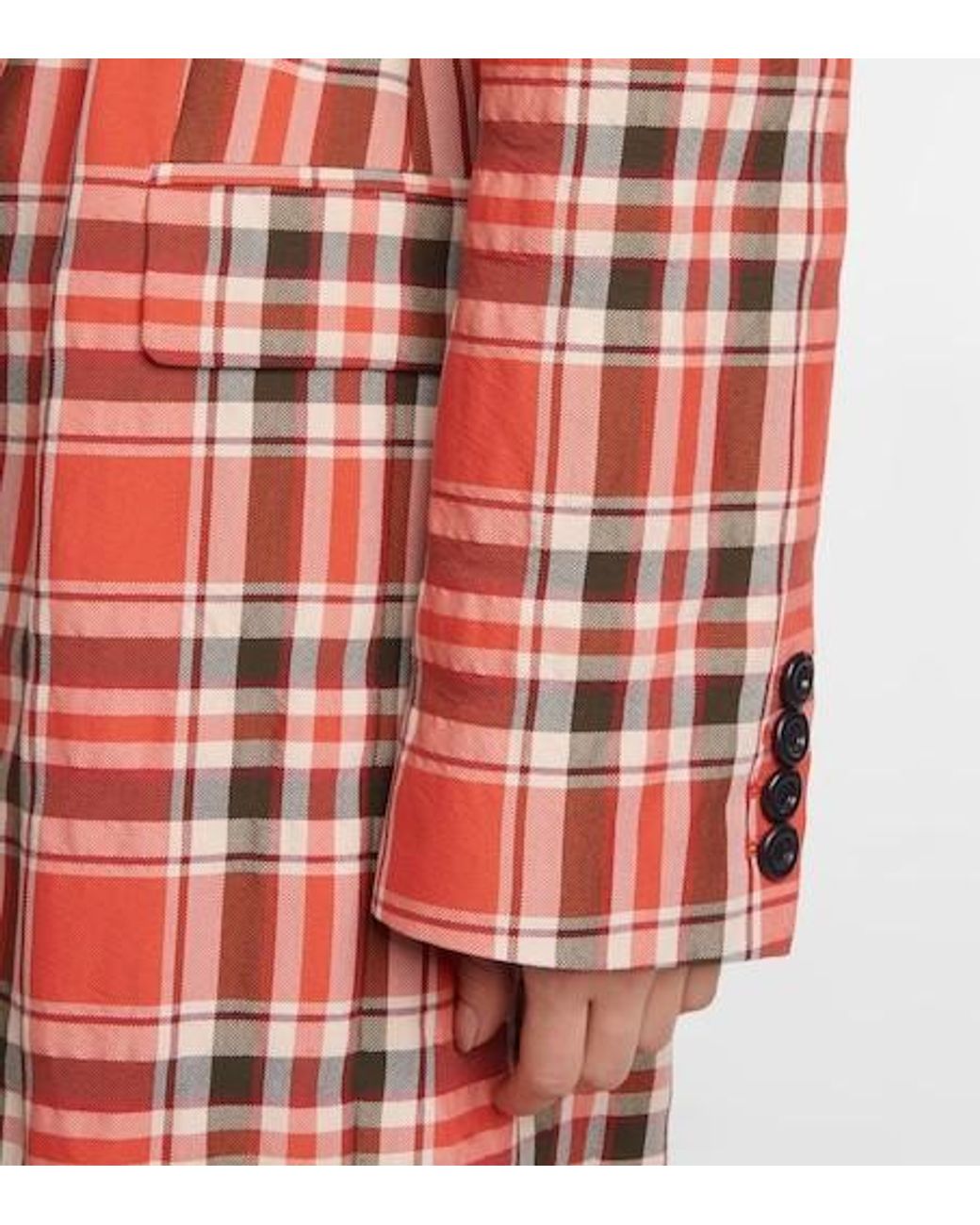 Acne Red Belted Checked Coat