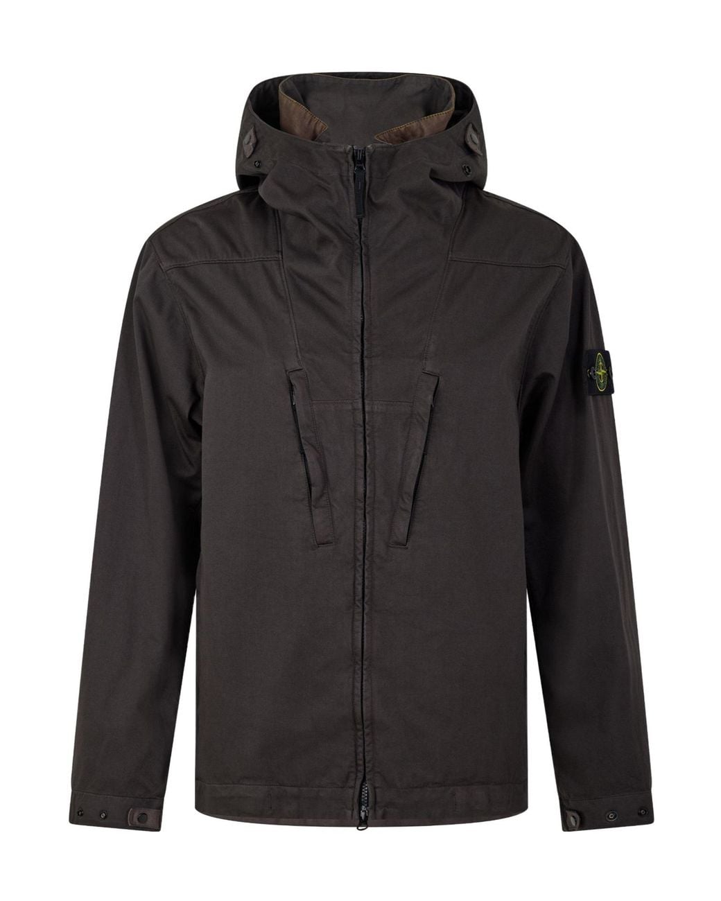 Stone Island Black Compass Patch Hooded Functional Jacket for men