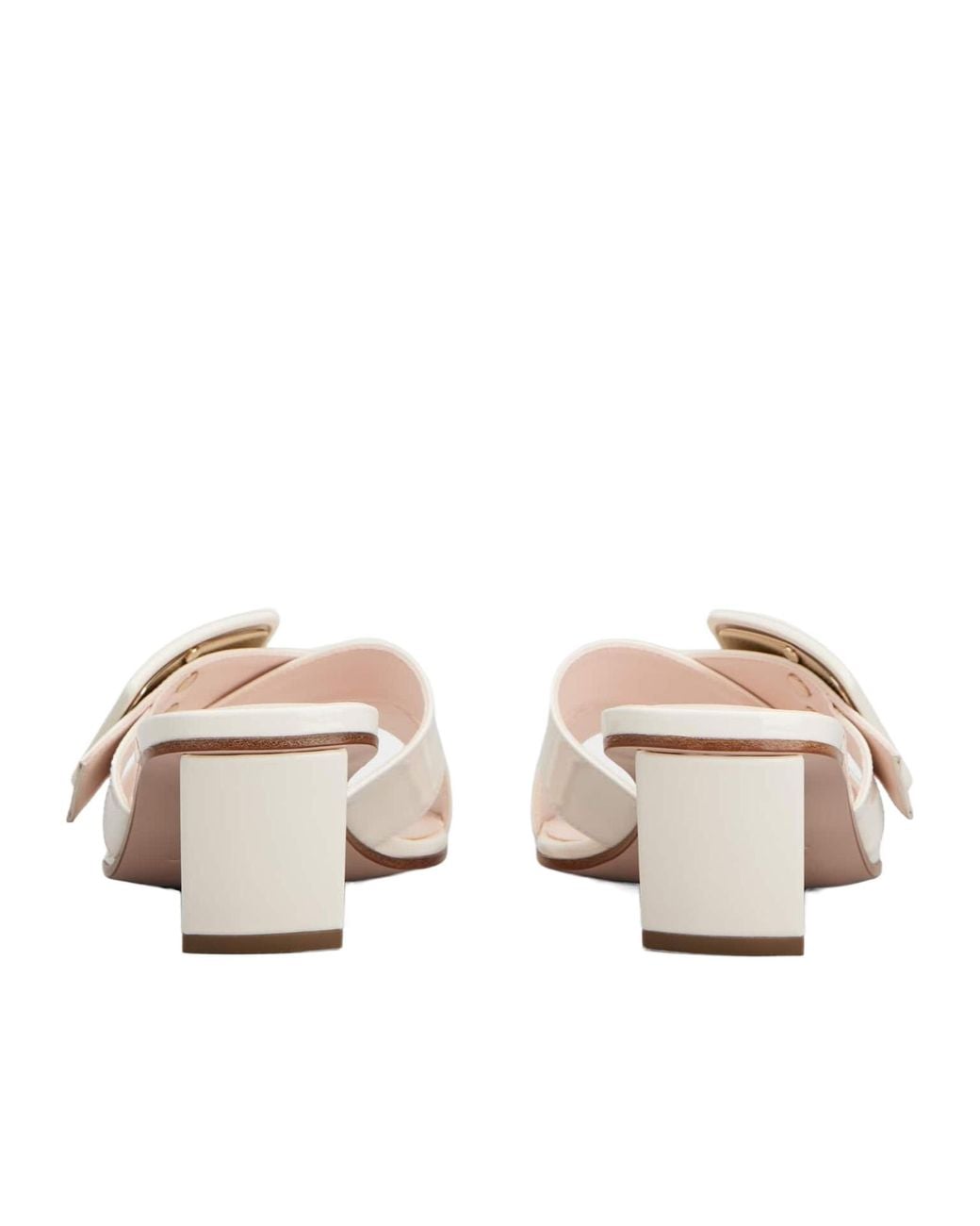 Roger Vivier White Lacquered Buckle Mules