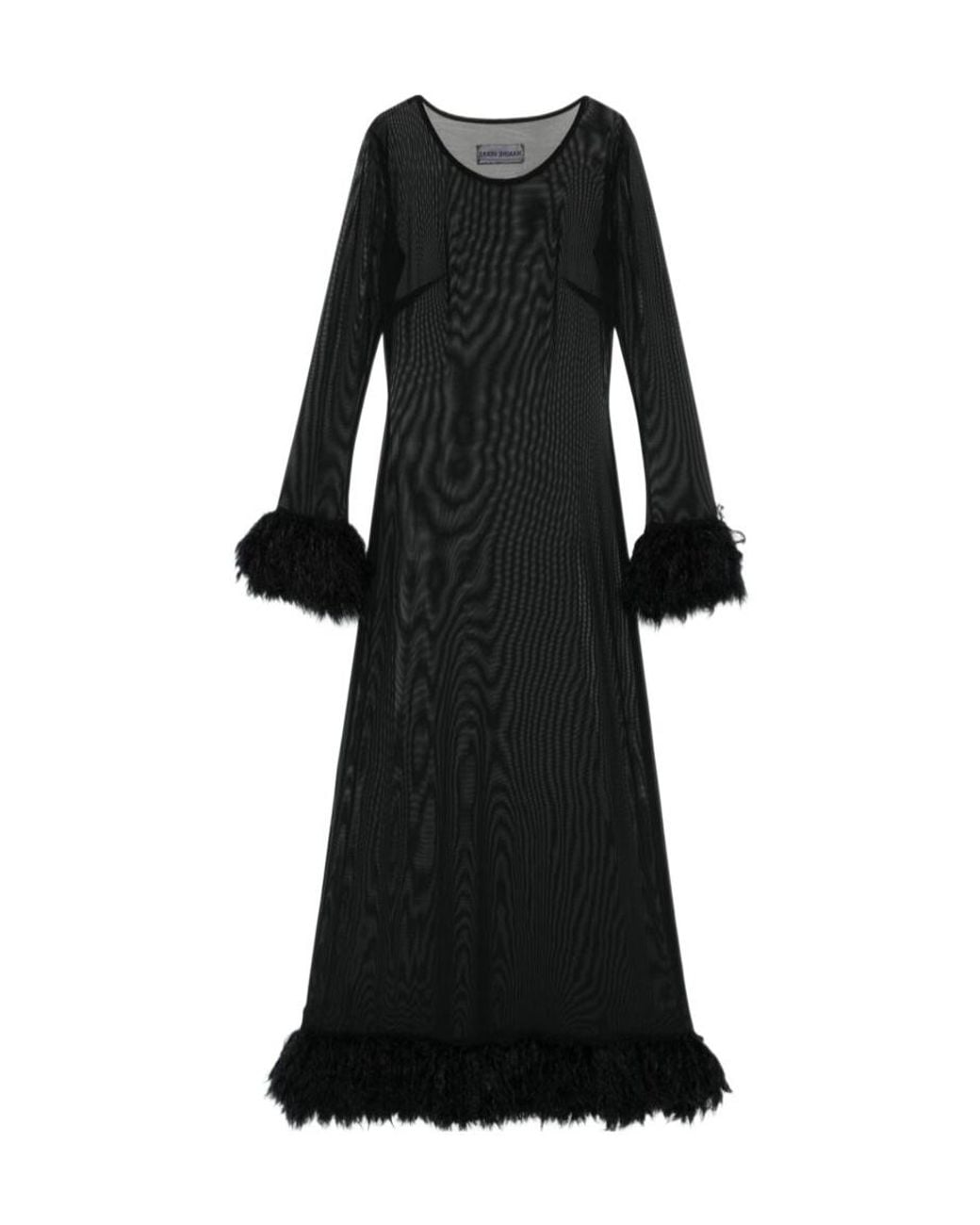 MARINE SERRE Black Sheer Long Sleeved Dress