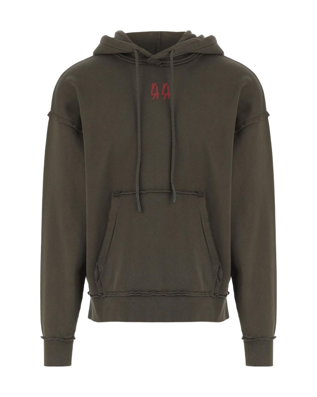 44 Label Group Green Logo Printed Drawstring Hoodie for men