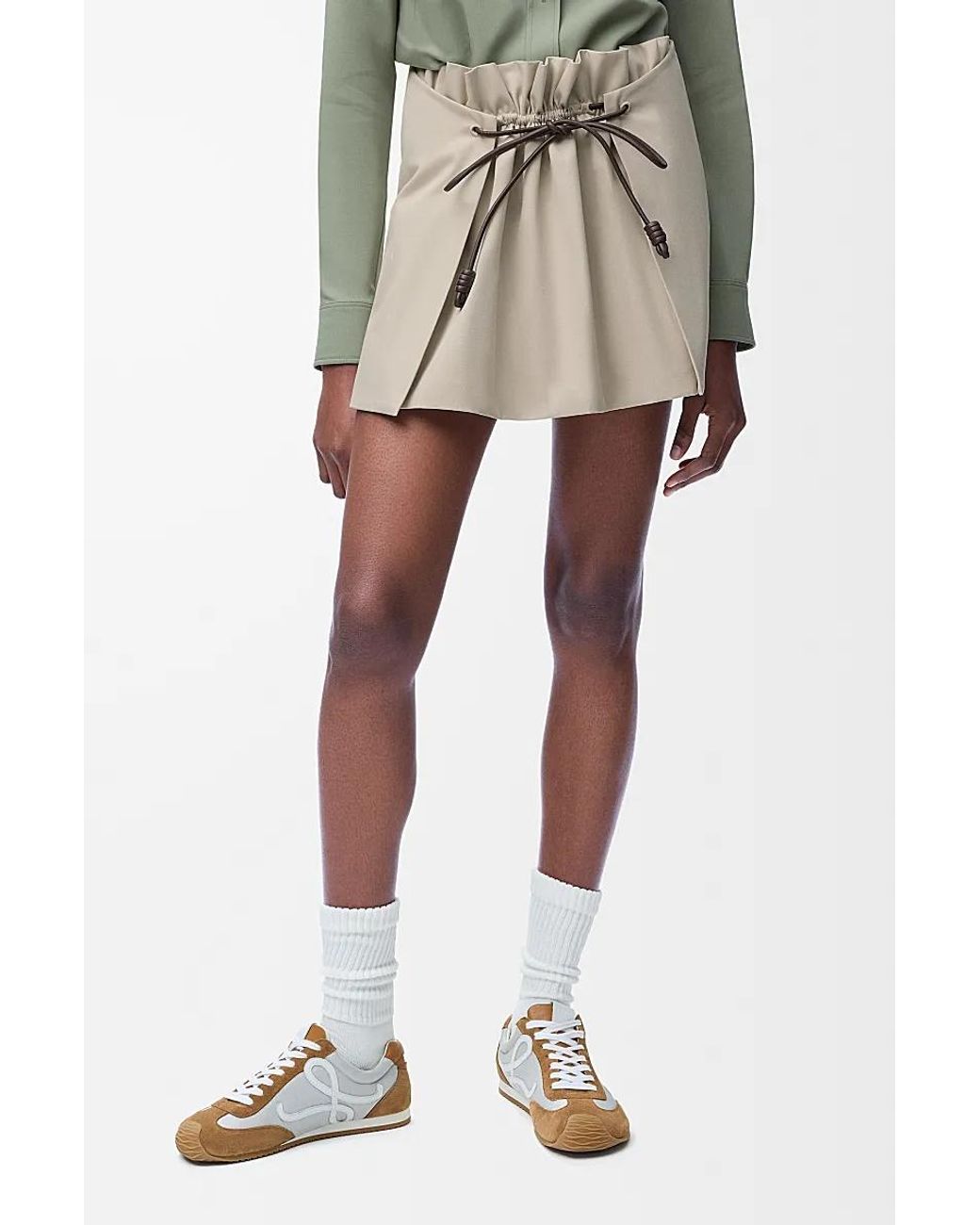 Loewe Natural Drawstring Mini Skirt