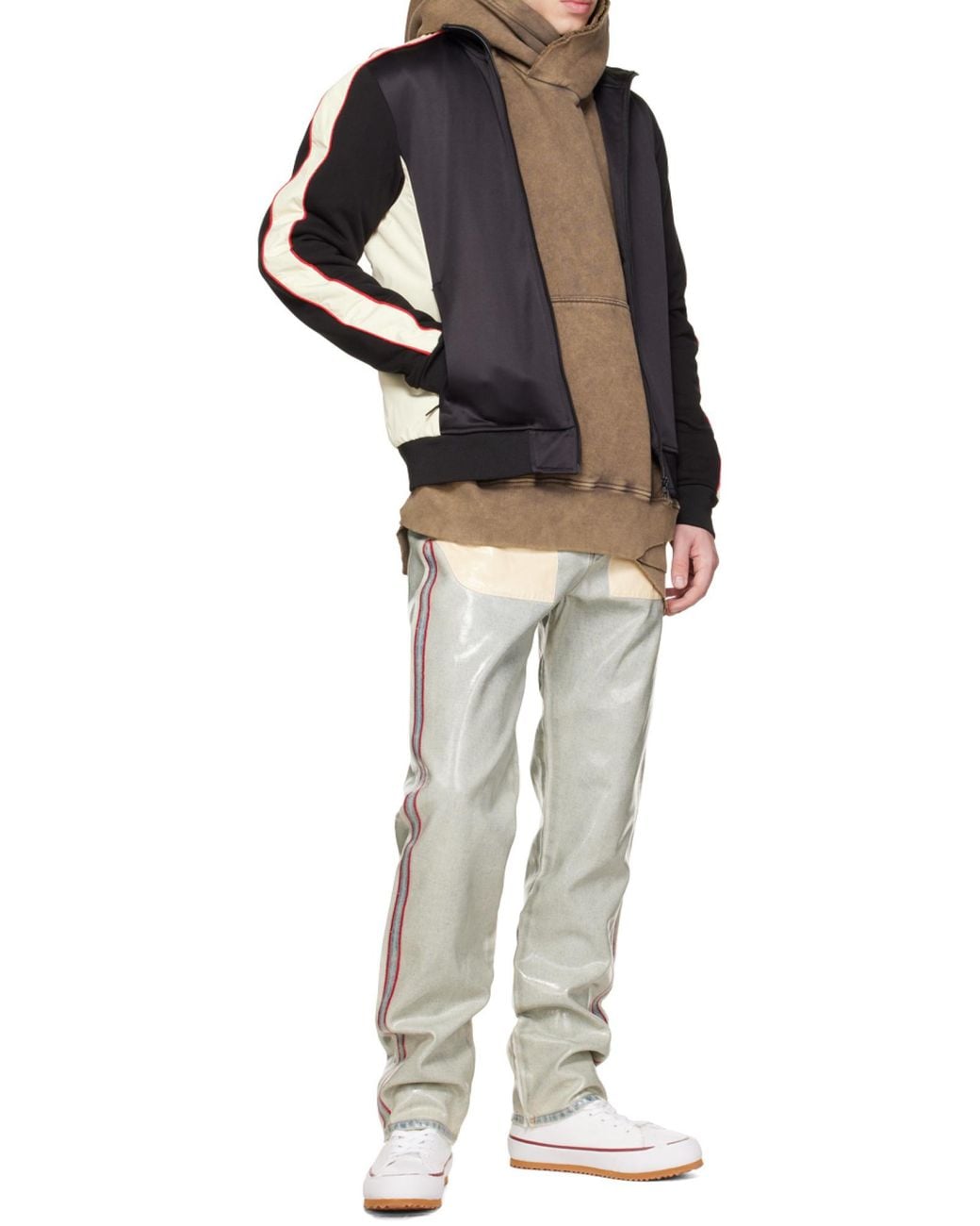 DIESEL Black Contrast Panel Straight-Leg Jeans for men