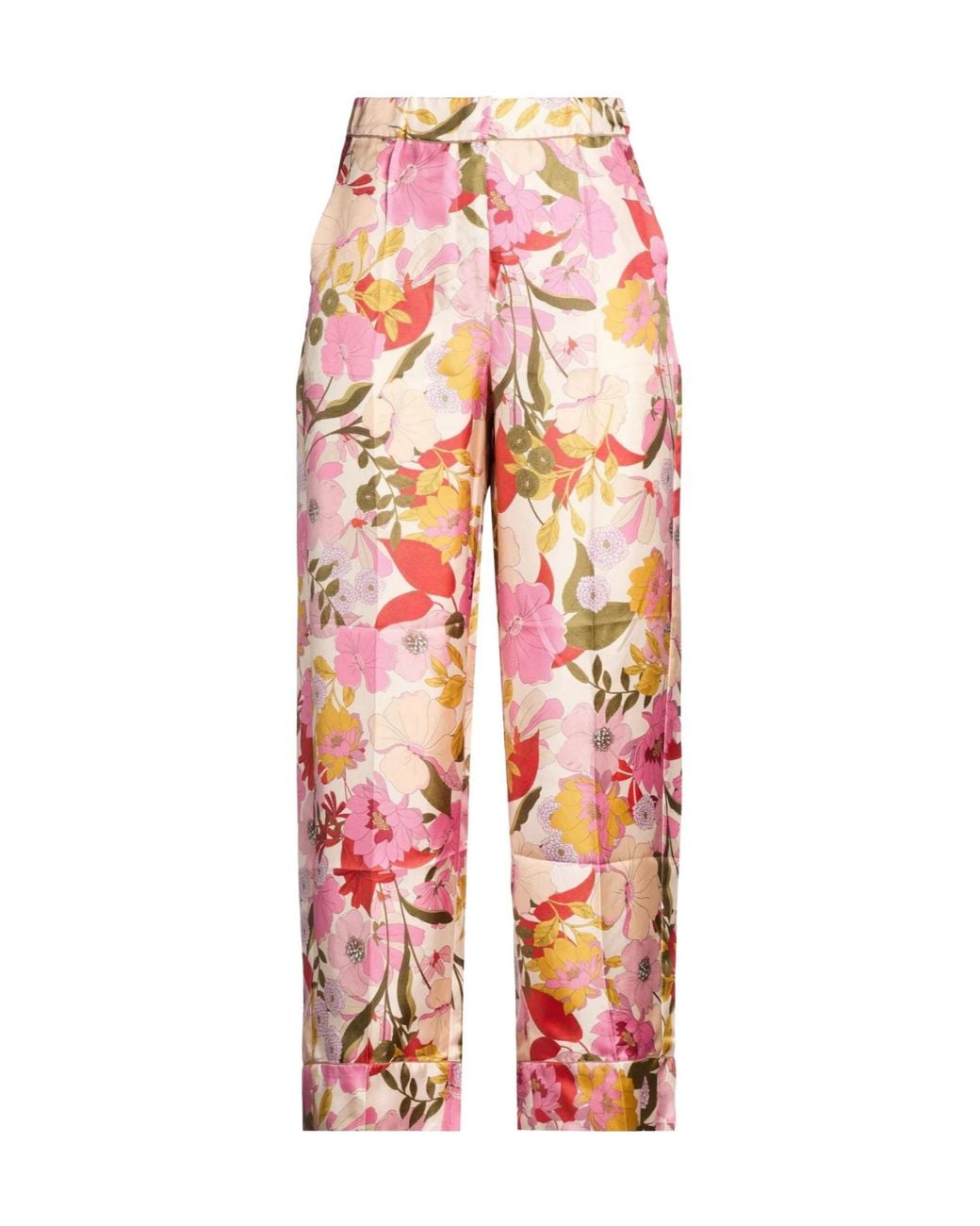 Max Mara Pink Loose-Fit Floral Pants