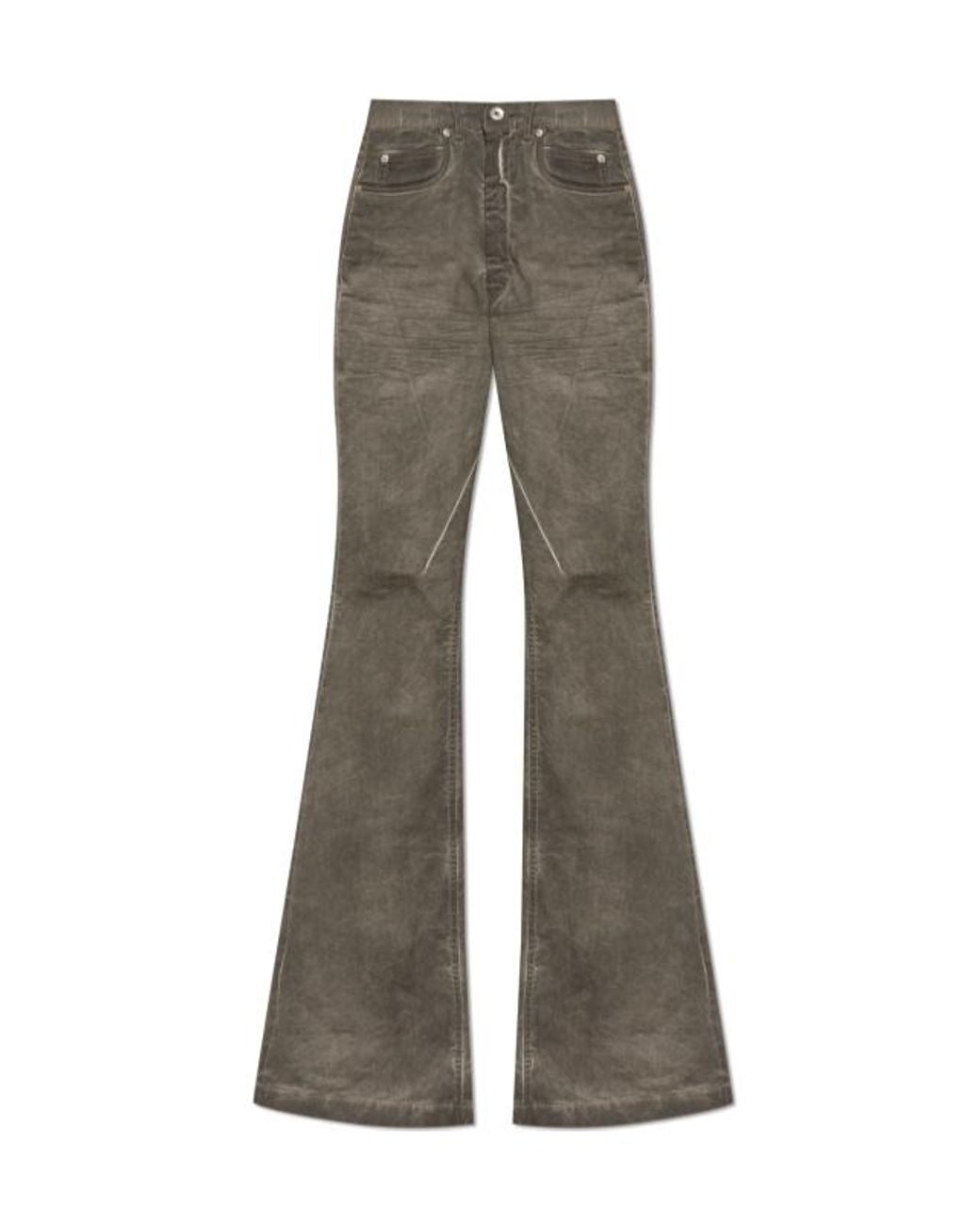 Rick Owens Gray High Waisted Flared-Leg Jeans