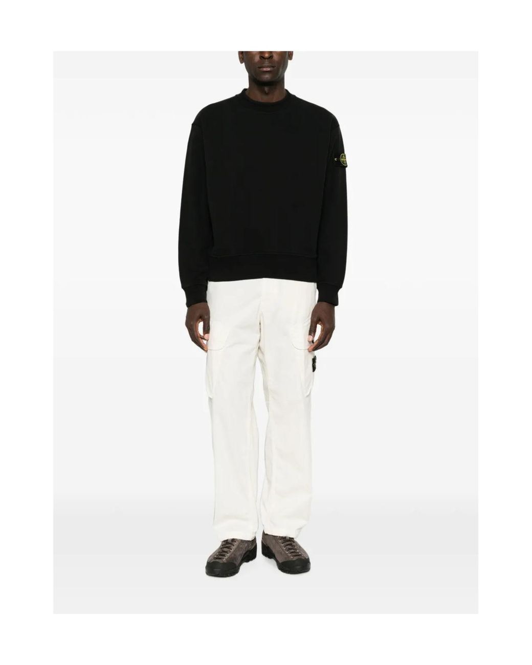 Stone Island Black Logo Patch Long-Sleeved Sweatshirt for men
