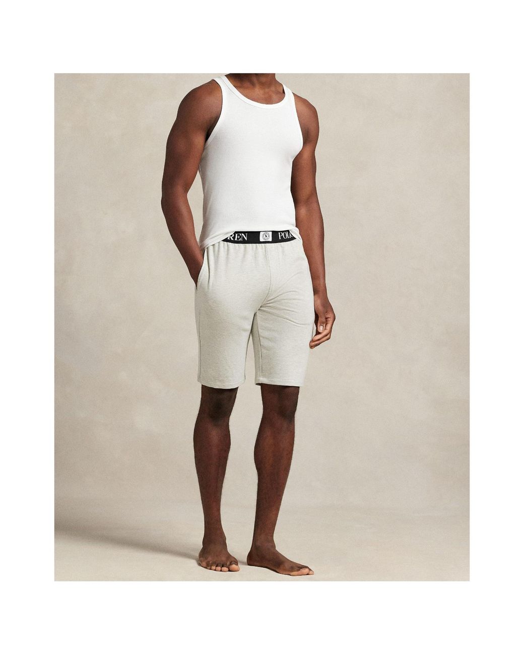 Polo Ralph Lauren Gray Ice Hockey Logo Shorts for men