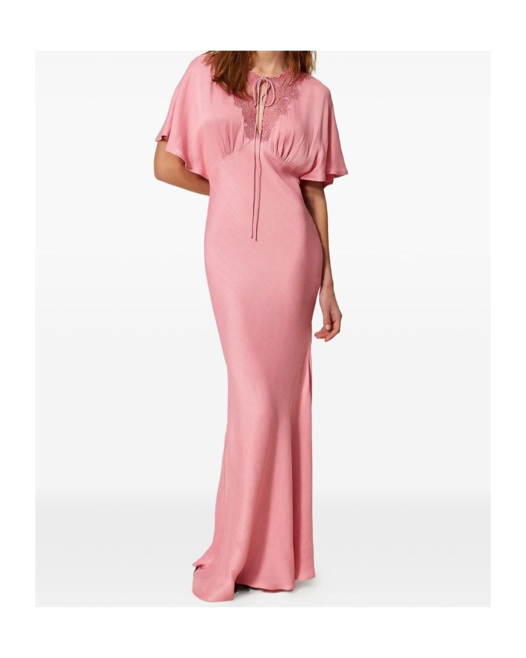 Twinset Pink Short-Sleeve Maxi Dress