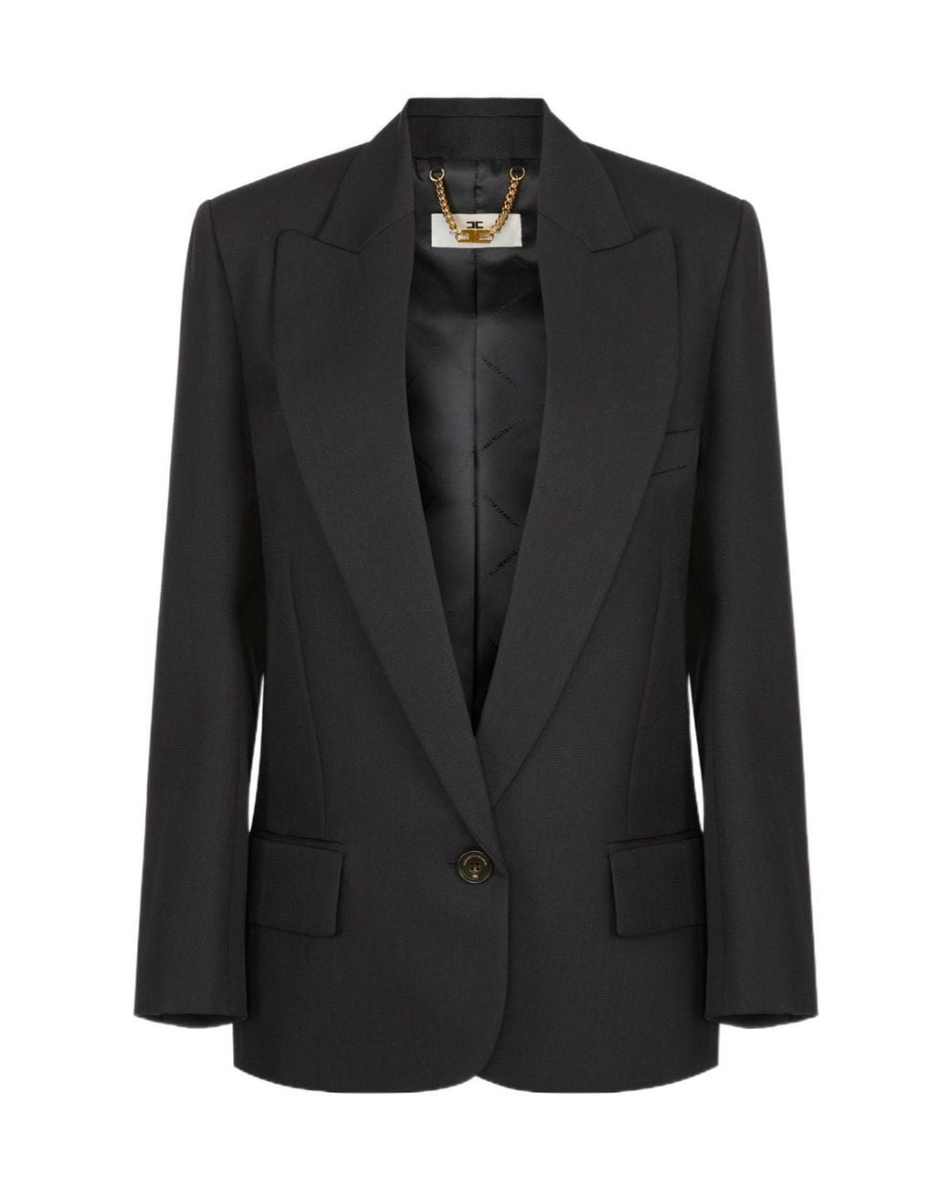 Elisabetta Franchi Black Long-Sleeve Blazer