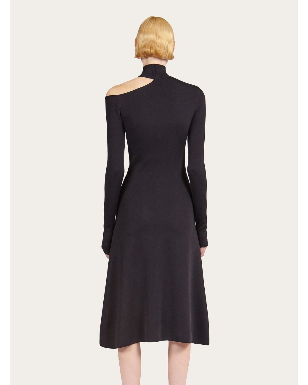 Ferragamo Black Ferragamo Cut-Out Detailed Midi Dress