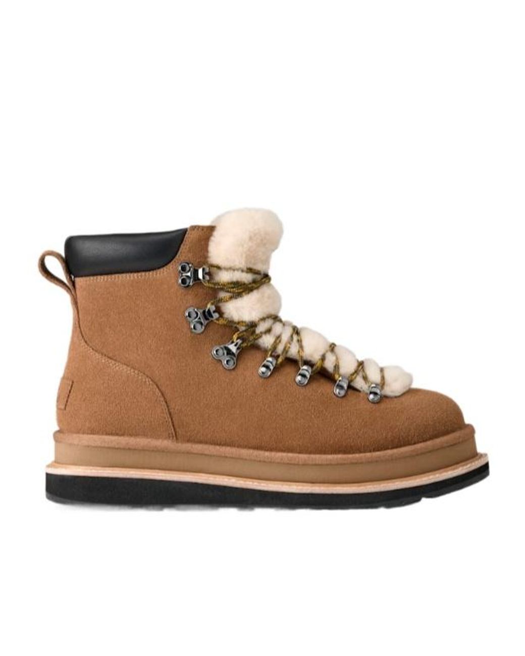 UGG X Sacai Fur-Trim Lace-Up Ankle Boots in Brown for Men | Lyst display picture 1