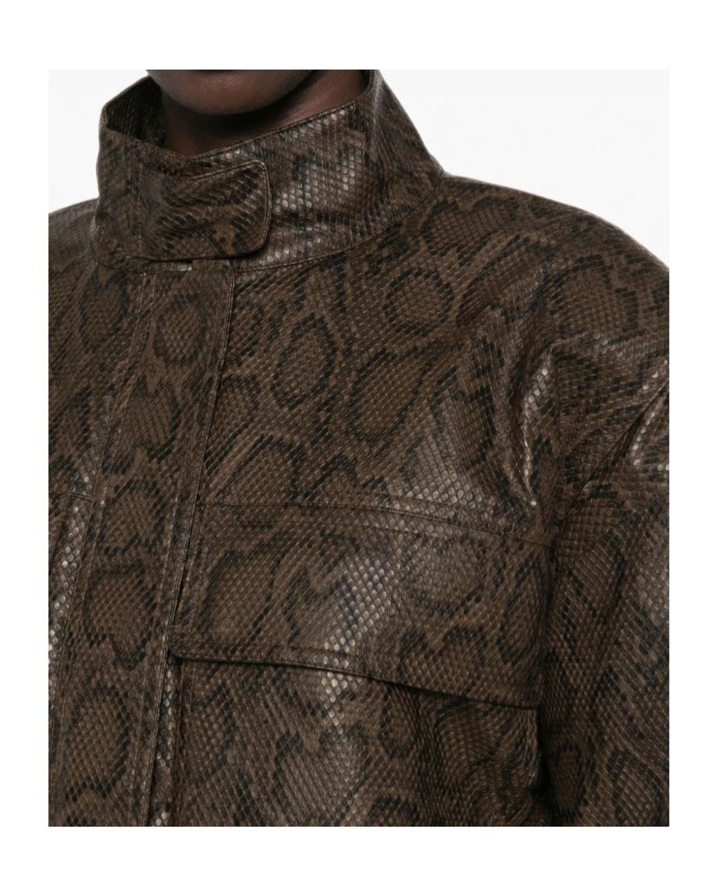 Twinset Brown Embossed High-Neck Jacket