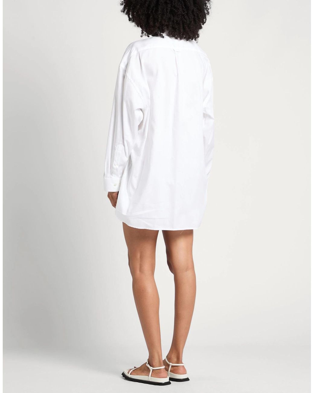 Maison Margiela White Solid-Colored Twill Long-Sleeve Shirt