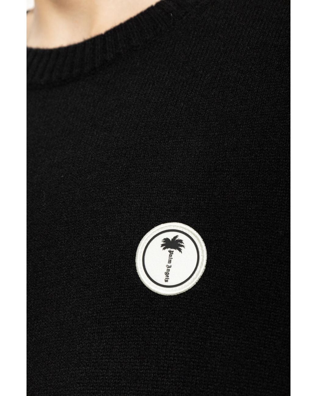 Palm Angels Black Long-Sleeve Crew-Neck Sweater for men
