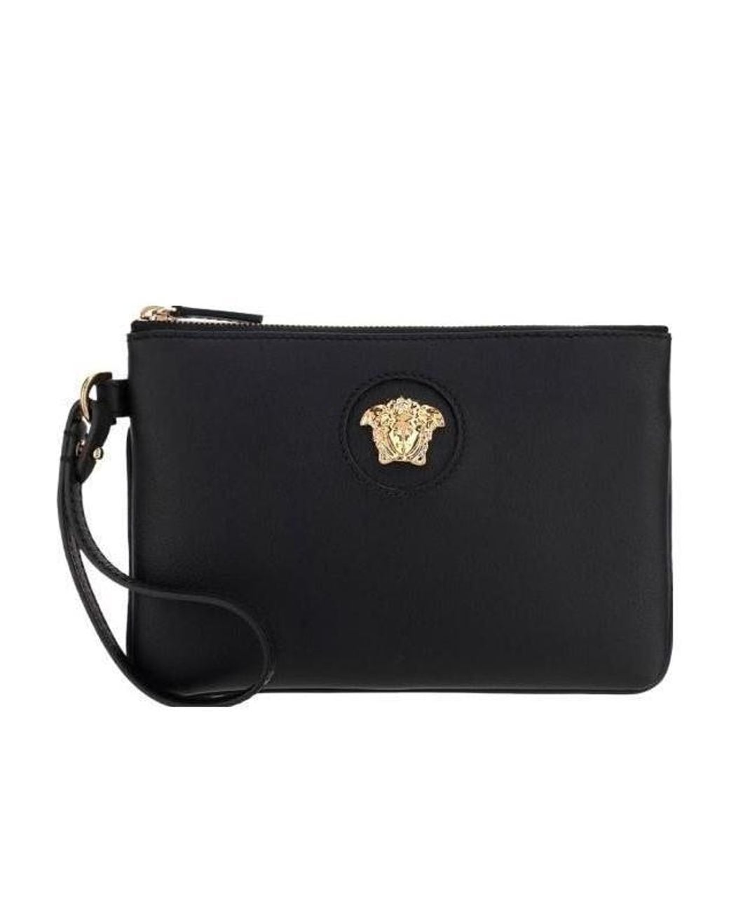 Versace Black The Medusa Logo Plaque Pouch