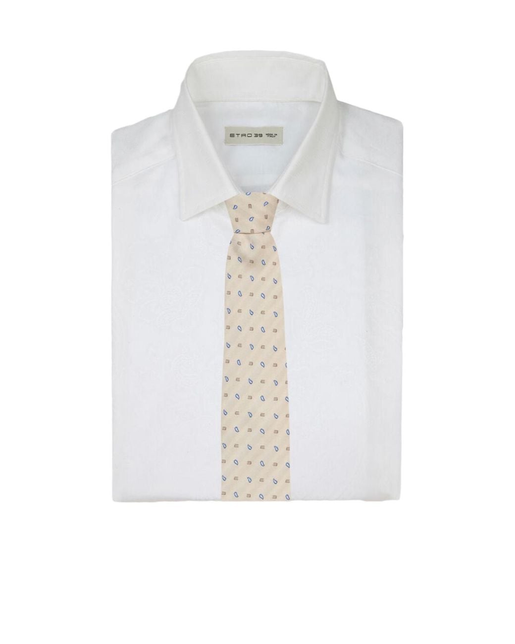 Etro White Micro-Paisley And Logo Tie for men