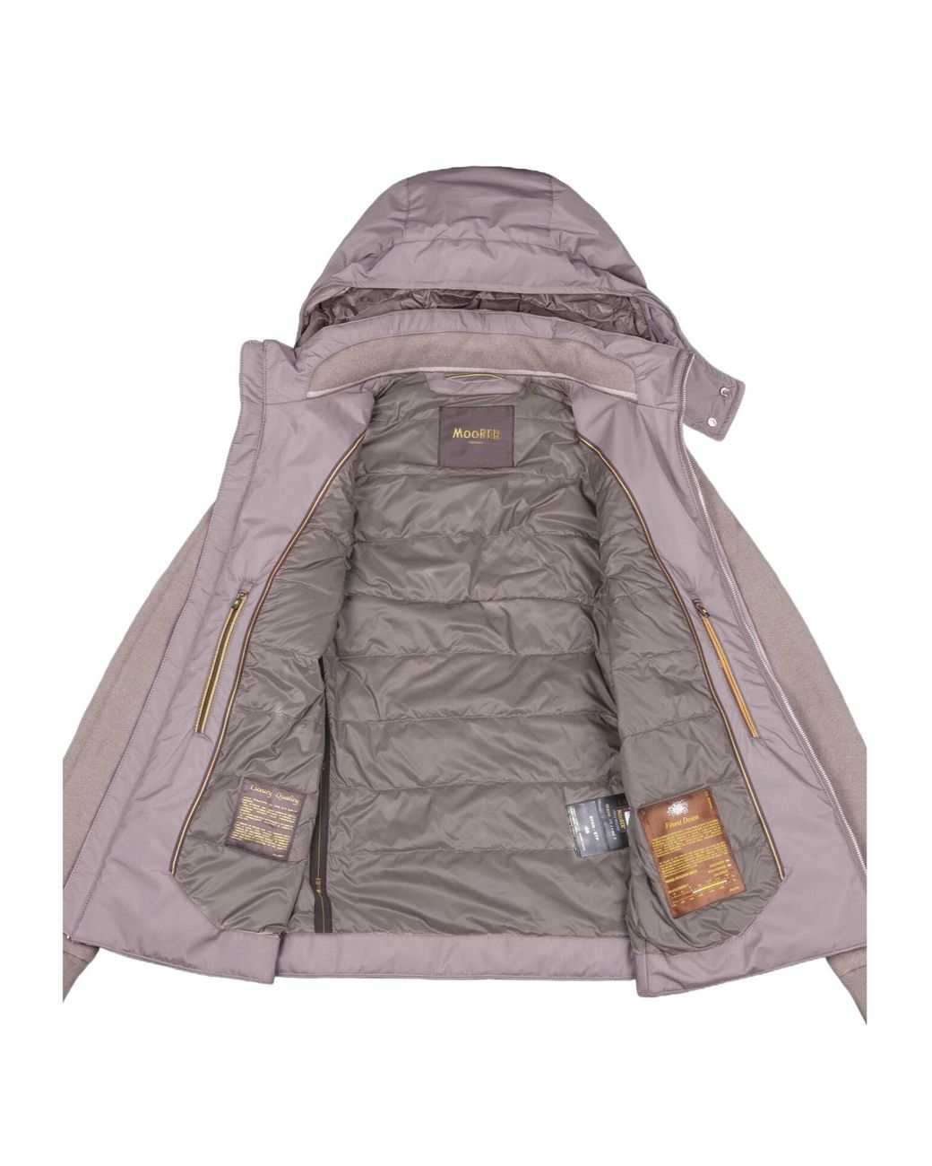 Moorer Gray Hooded Quilted Hybrid Jacket for men