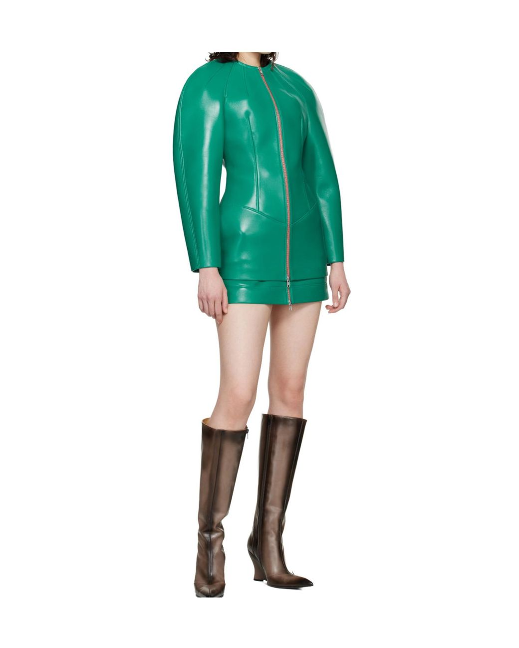 KNWLS Green Neo Leather Coat