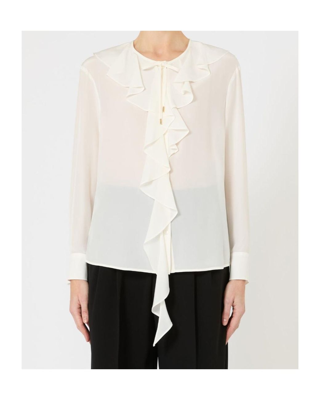 Max Mara White Studio Epica Ruffle Detailed Crewneck Top