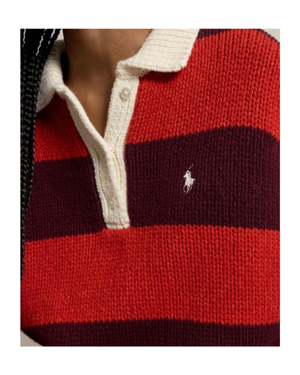 Polo Ralph Lauren Red Striped Wool-Blend Rugby Sweater