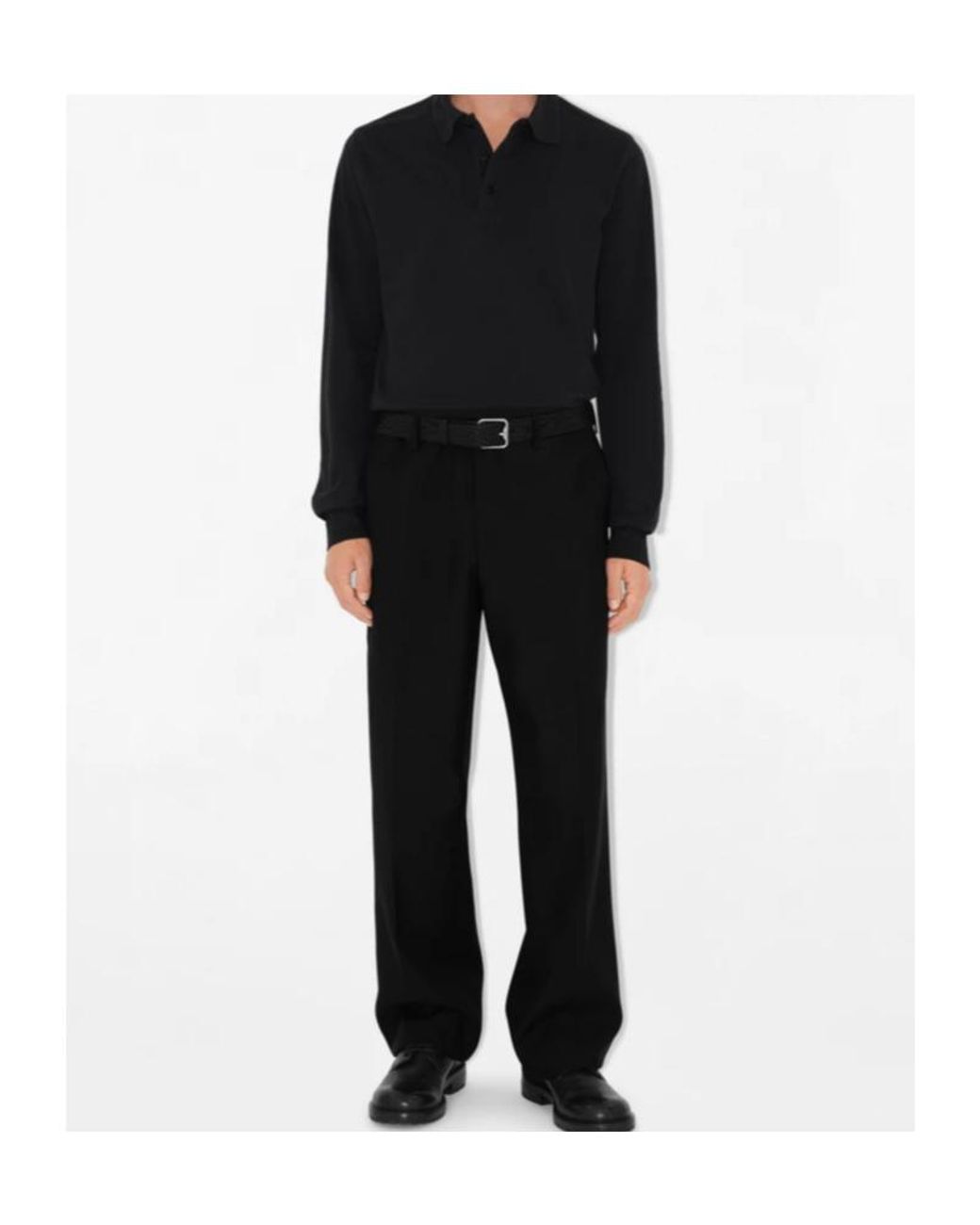 Burberry Black Long-Sleeve Cotton Polo Shirt for men
