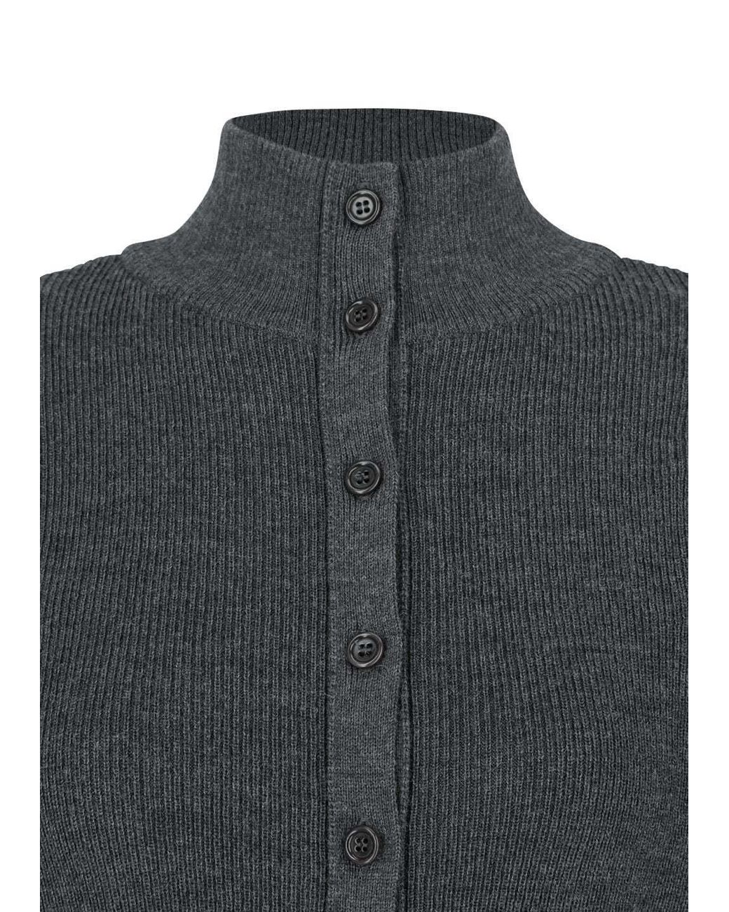 Amomento Black Button-Front Knit Cardigan