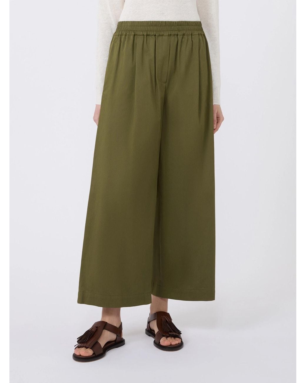 Weekend by Maxmara Green Elasticated-Waistband Trousers