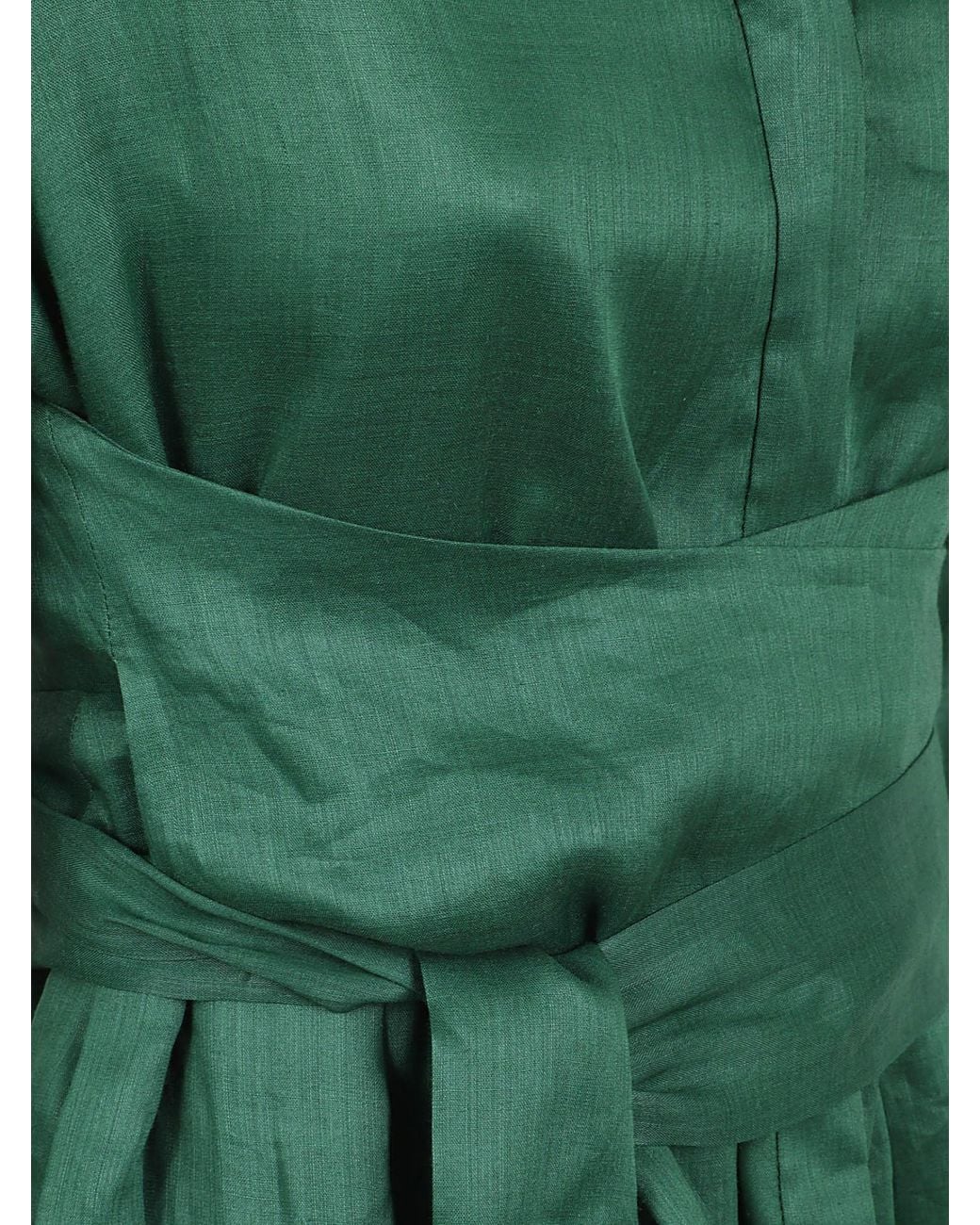 Max Mara Green Ramie Midi Shirt Dress