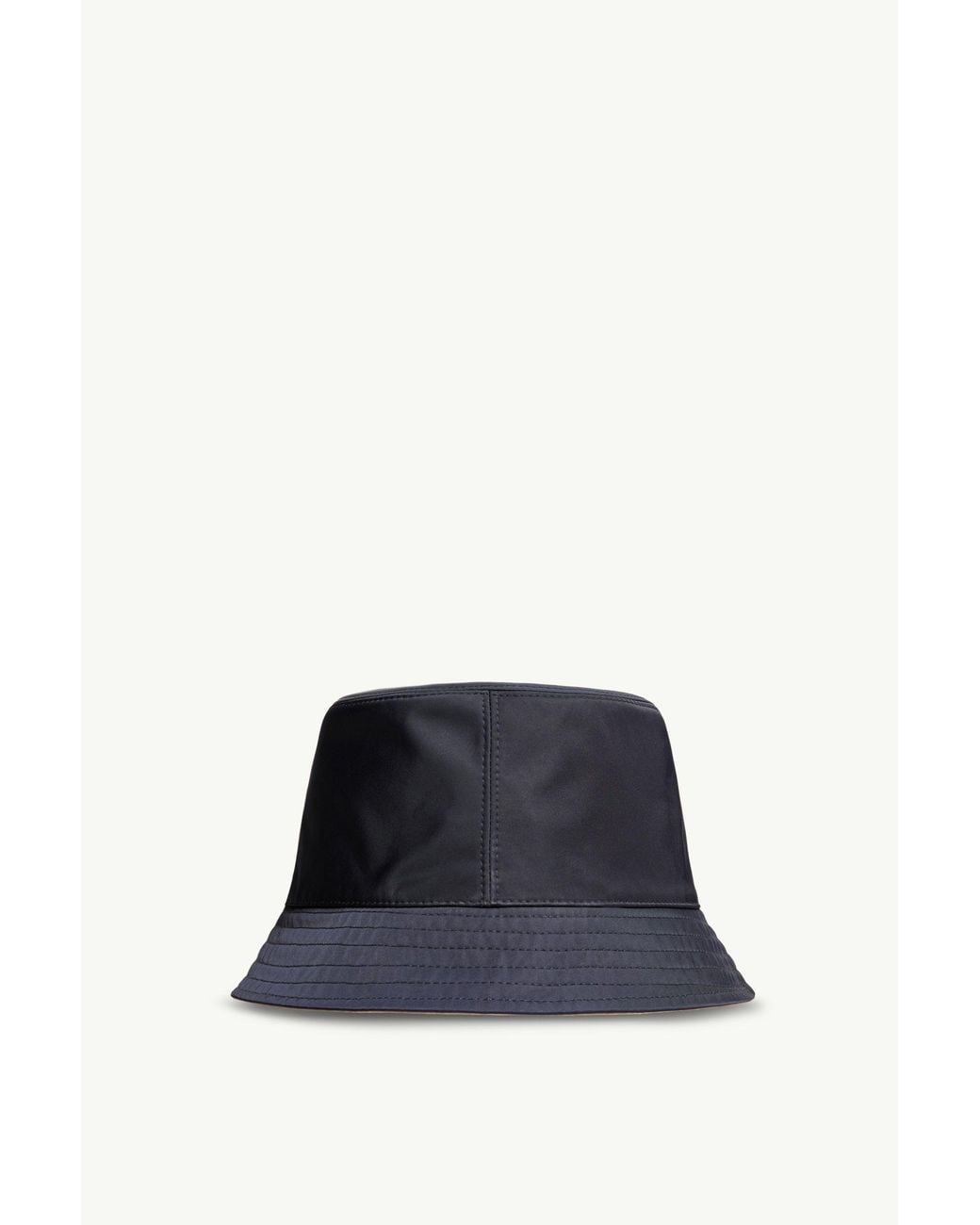 Moncler Blue Leather Logo Gabardine Bucket Hat