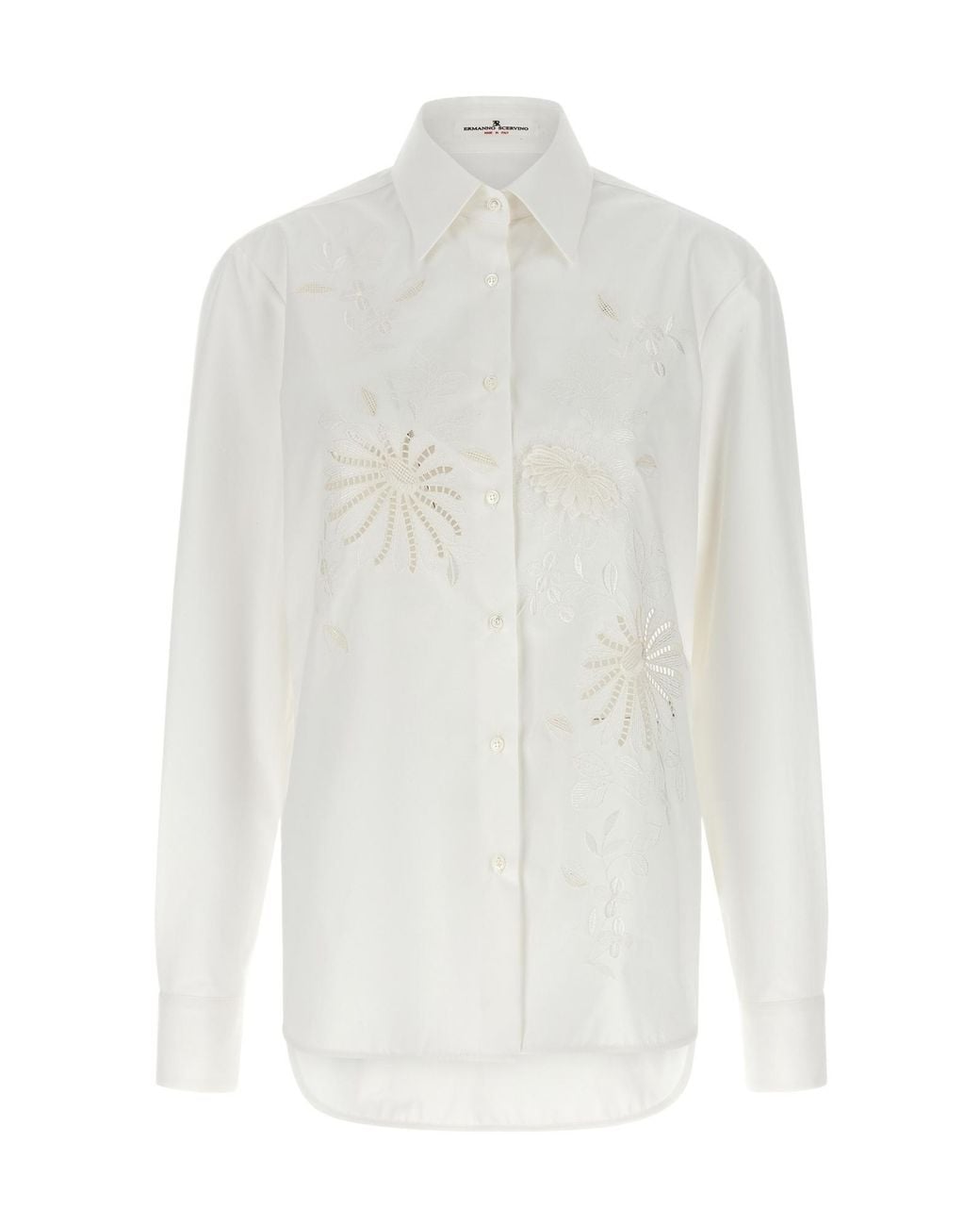 Ermanno Scervino White Long Sleeve Embroidery Shirt