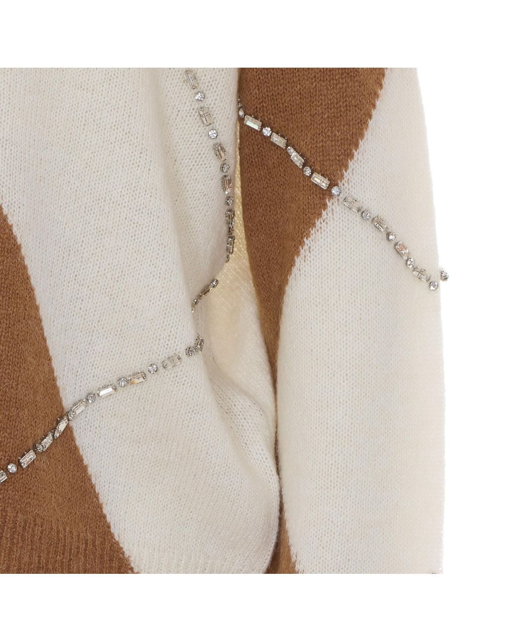 Liu Jo Brown Argyle Embellished Jumper