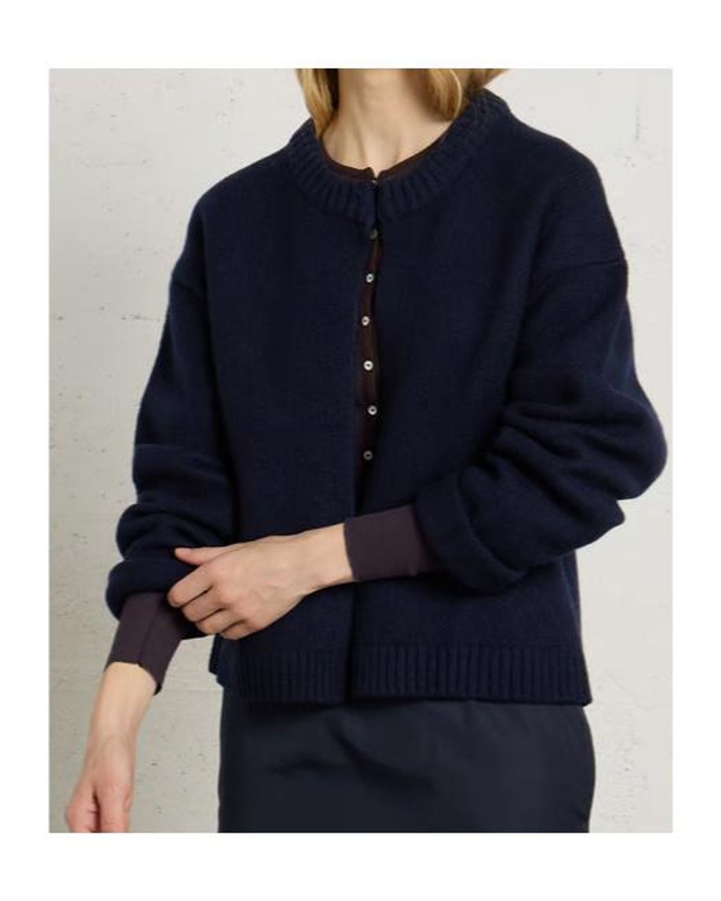 Soeur Blue Single-Button Knit Cardigan