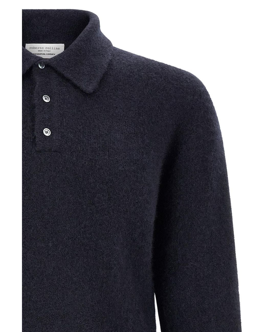 Roberto Collina Blue Brushed Knit Polo Shirt for men