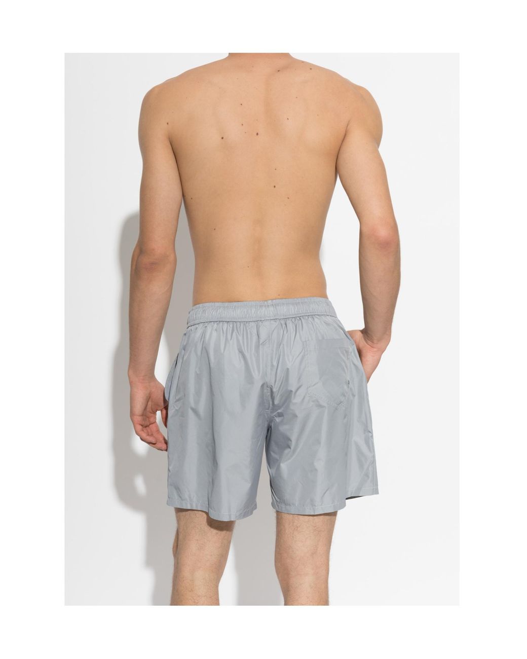 Moschino Gray Logo Swim Shorts for men