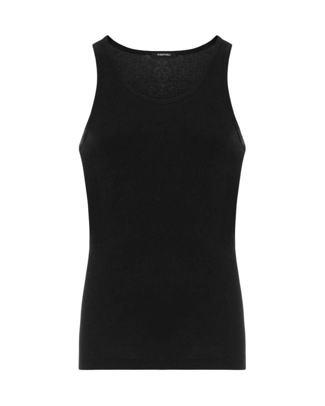 Tom Ford Black Ribbed Crewneck Tank Top for men